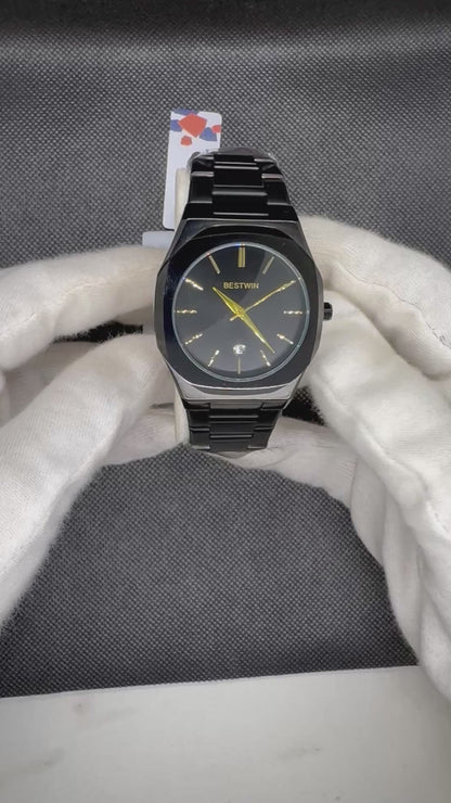 MJ BestWin Black Luxury Quartz Watch for Men